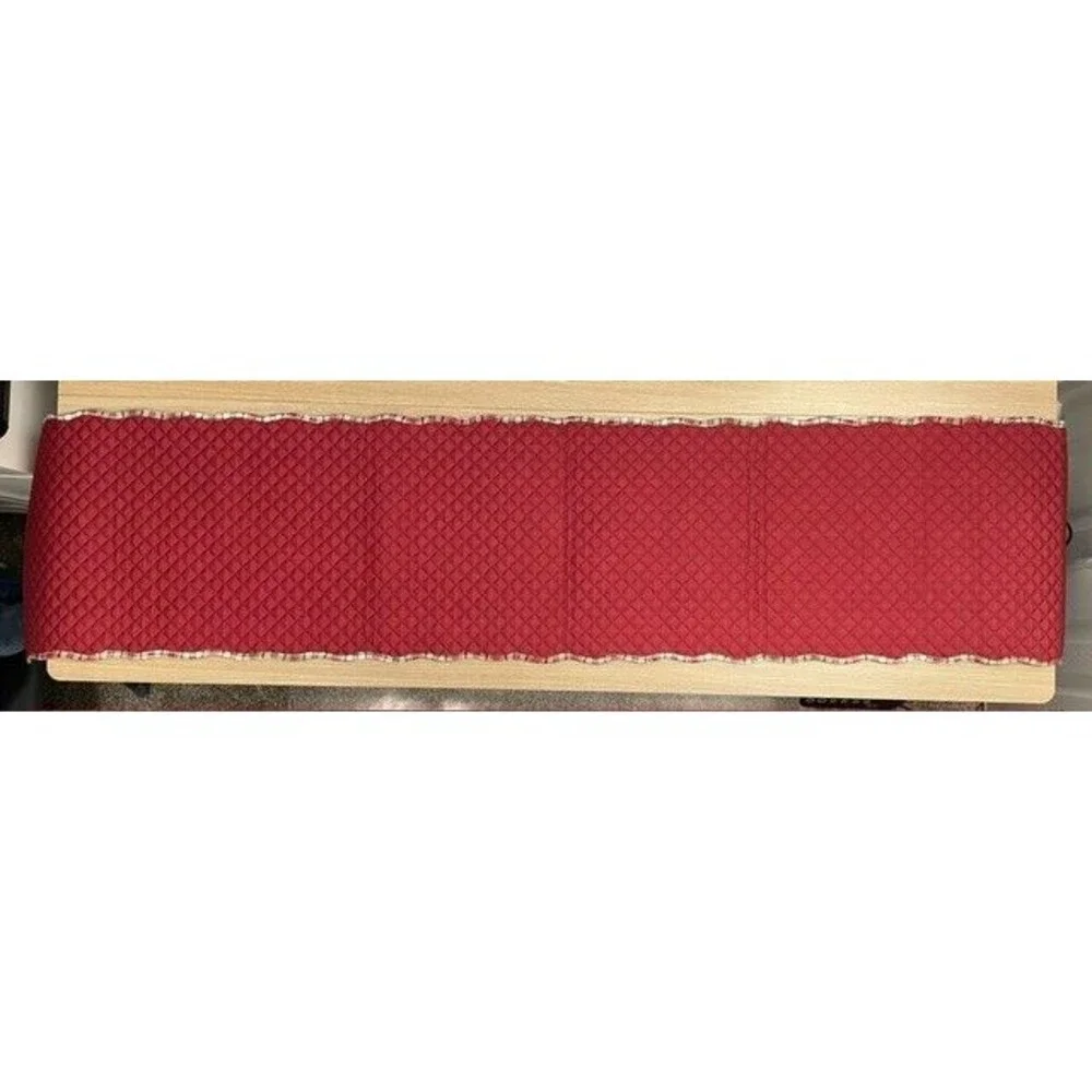 Diagonal Tartan Plaid Christmas Quilted Table Runner Red/Green 70 in x 13.5 in